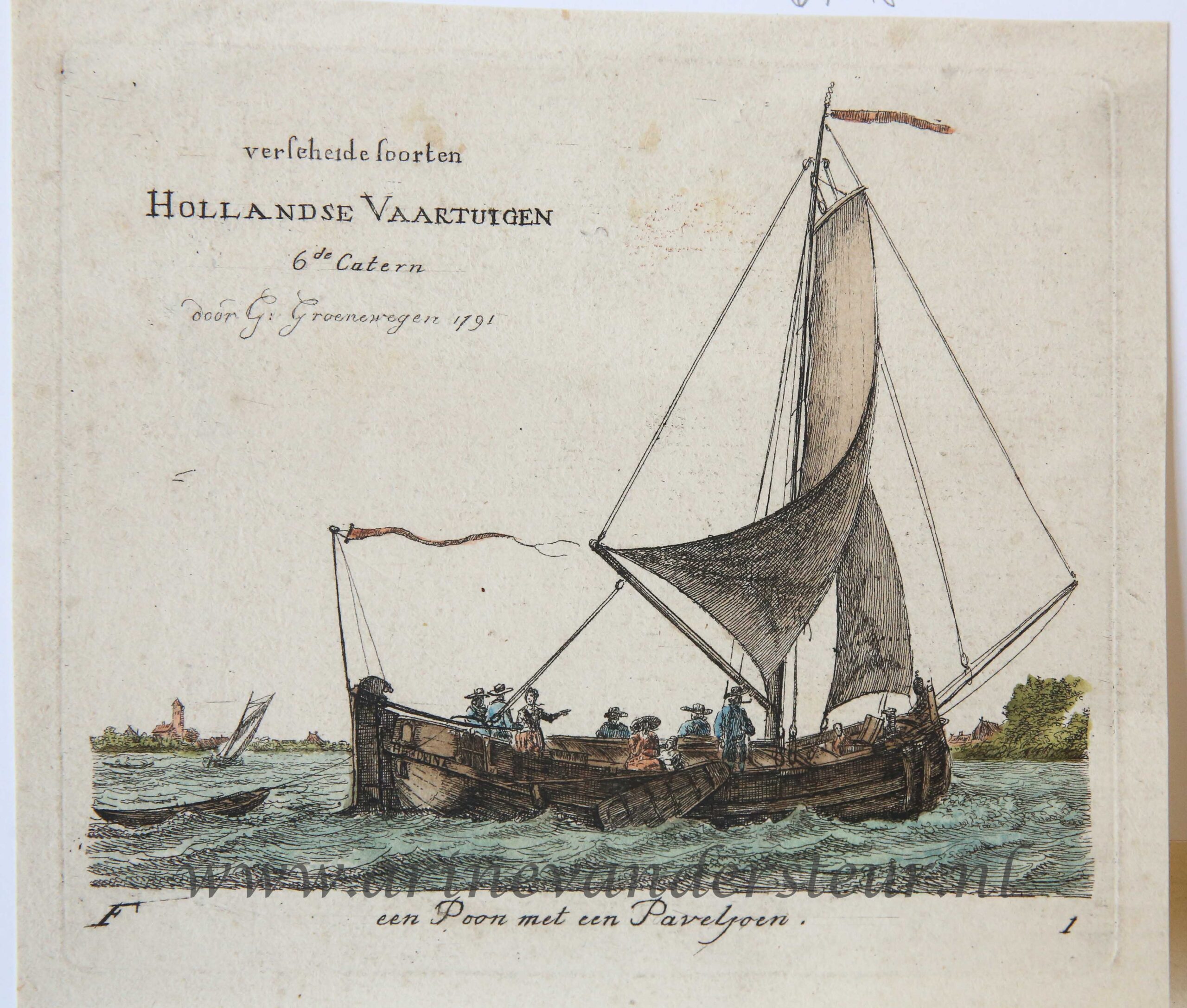 [Antique title page, 1791] Verscheide Soorten HOLLANDSE VAARTUIGEN 6de Catern door G: Groenewegen 1791 [set F], published 1791, 1 p.