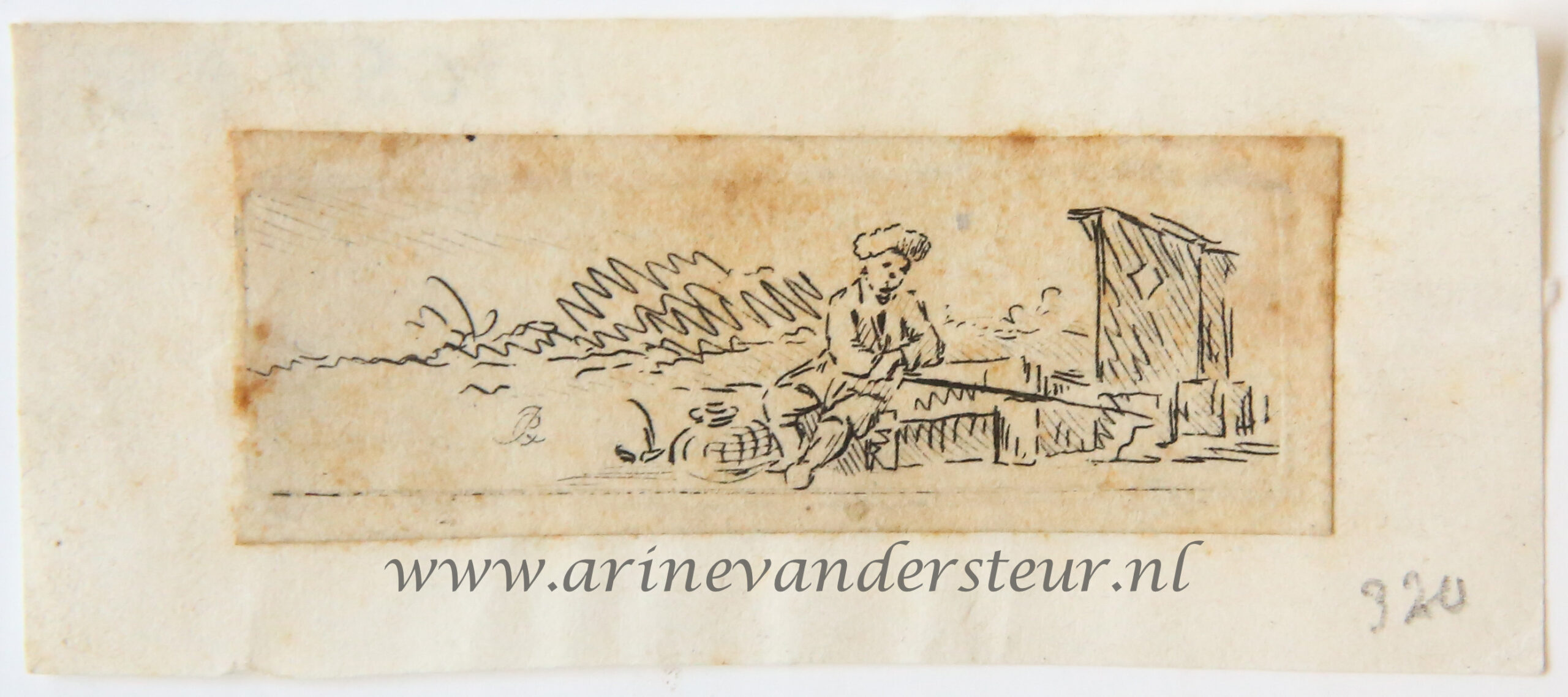 [Antique print, etching] Fisherman fishing / Visser aan het werk, published 1766.