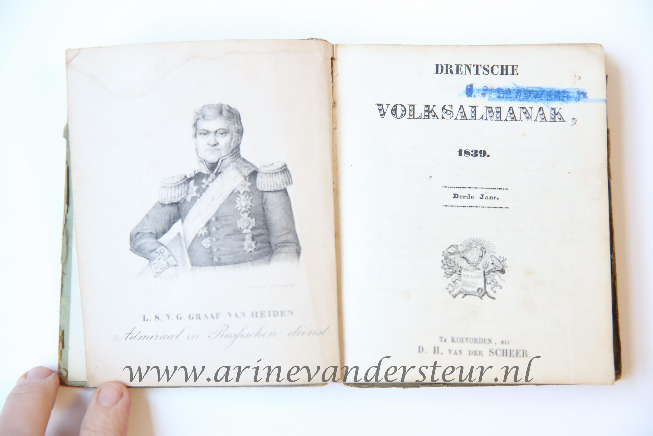 Drentsche Volksalmanak, 1839 derde jaar, te Koevorden bij D. H. van der Scheer 264 pp.