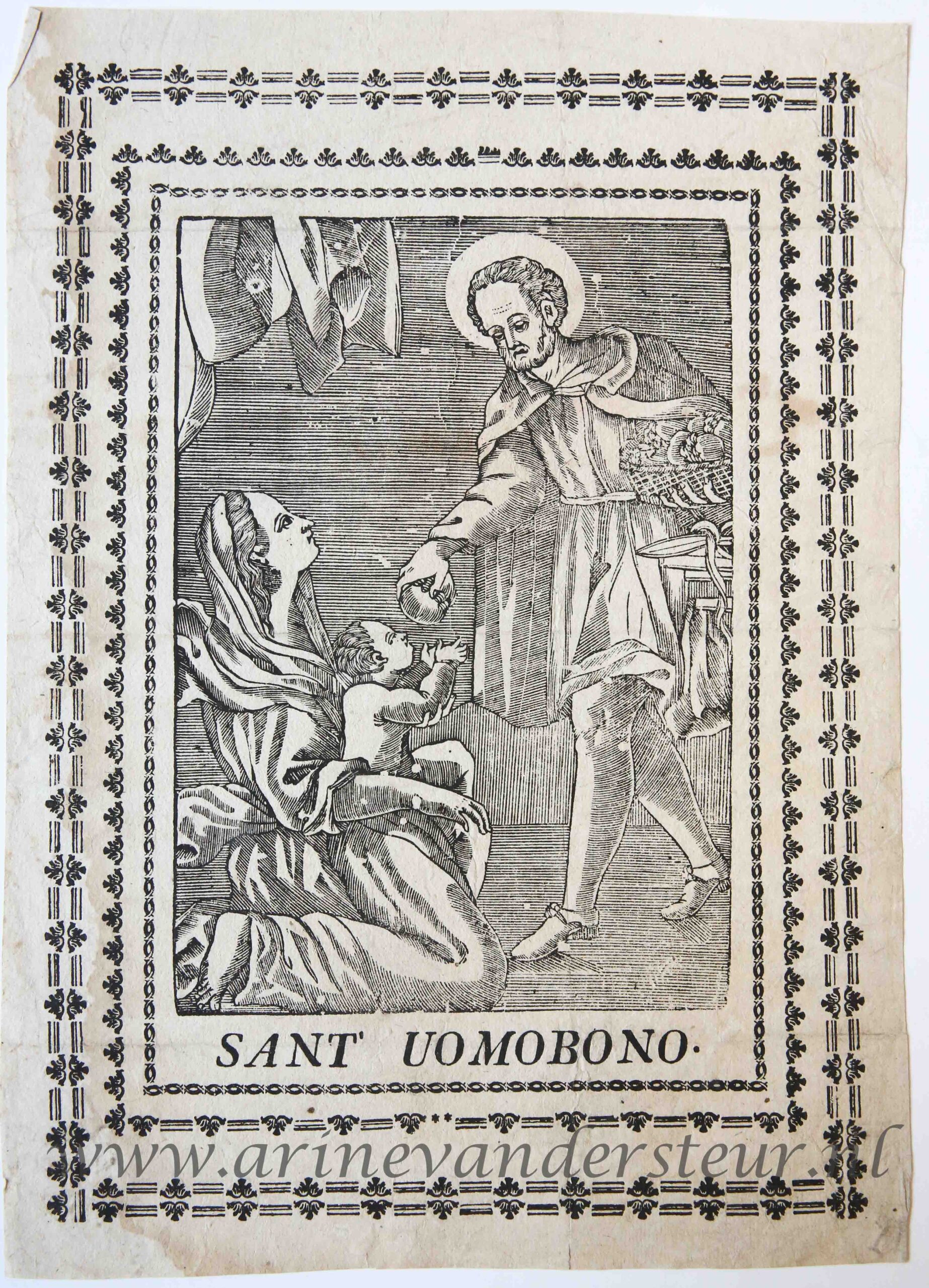 Original woodcut: [Unknown master] SANT'UOMOBONO/Saint Omobono/Heilige Homobonus uit Cremona/Omobono Tucenghi.
