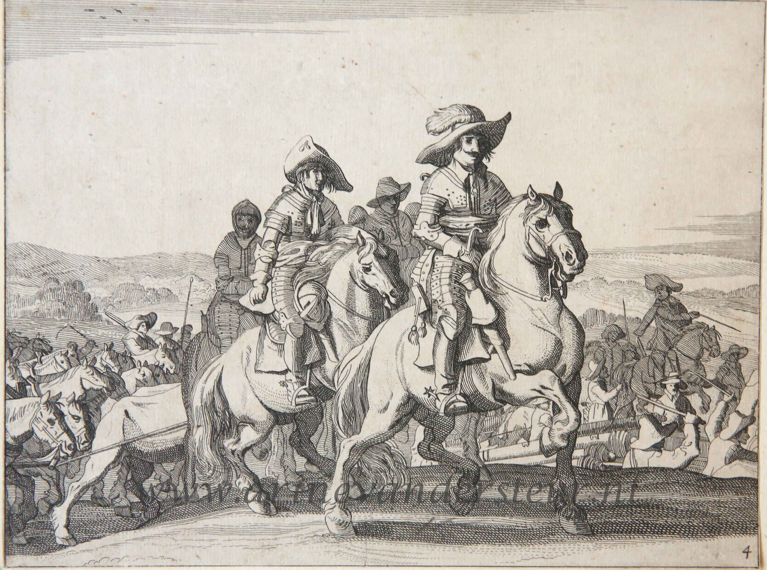 [Antique print, etching, Military, 1632] From the "Spanish Garrison leaving Maastricht," 1632/Spaans garnizoen verlaat Maastricht 1632, 1 p.
