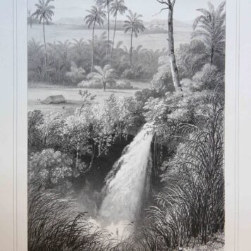 [Antique lithography] Groote waterval naby Tondano / Cataracte prés de Tondano [set: Gezigten uit Neêrlands Indië]