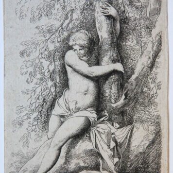 [Antique print, etching] Nude female figure beside a tree/Naakte vrouw naast boom, before 1700.