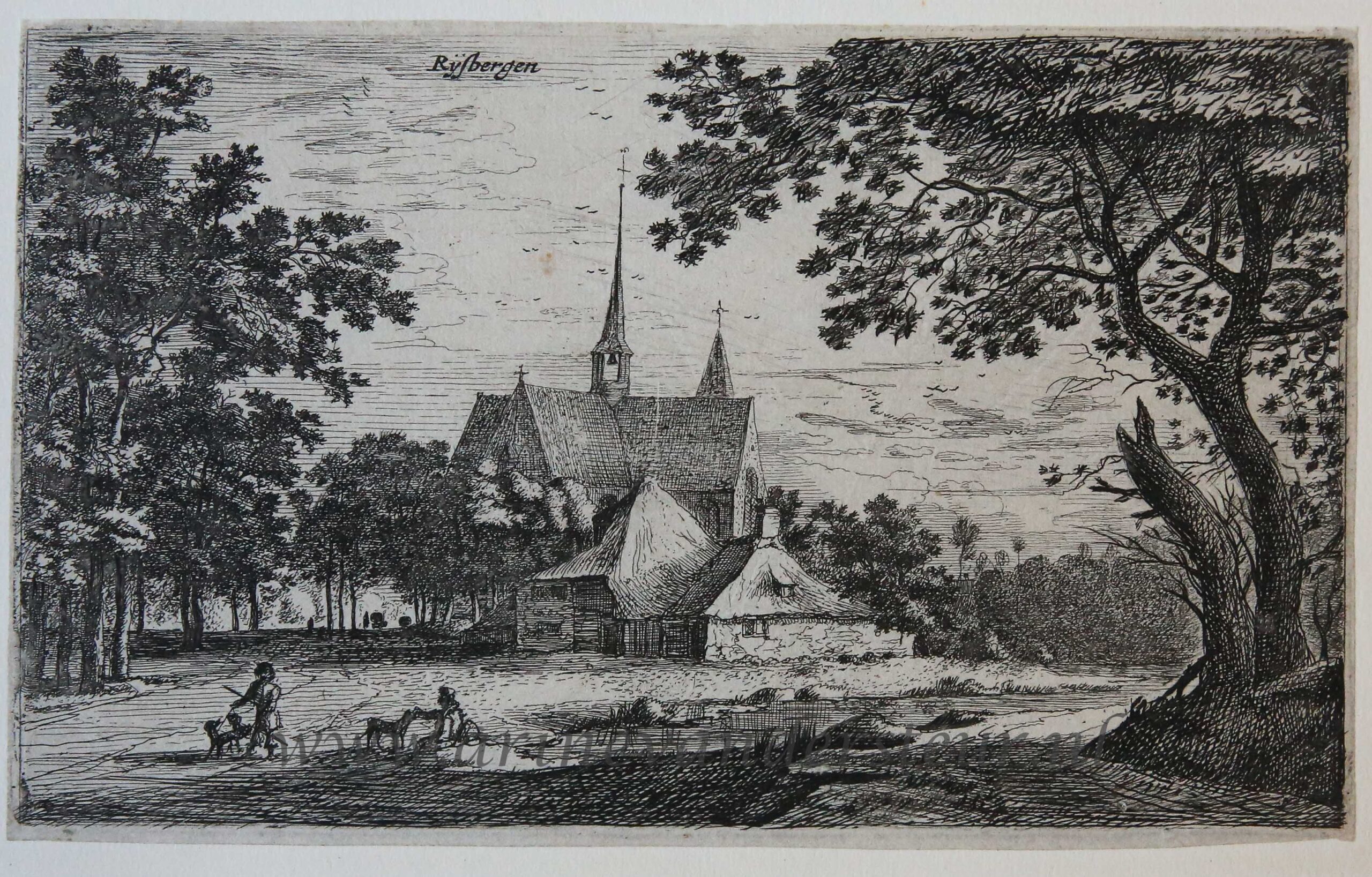 Roelant Roghman (1627-1692) - [Antique print, etching] Rijsbergen/St. Willibrord kerk in Klein-Zundert, ca. 1650.