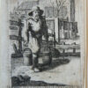 [Antique print, etching] Man with yoke carrying two pails before a wooden bridge [Set title: Genre scenes]/Man met juk en twee emmers links en rechts.