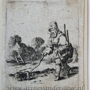 [Antique print, etching] Man walking to the left with a dog on a leash [Set title: Genre scenes]/ Man en hond aan de lijn.