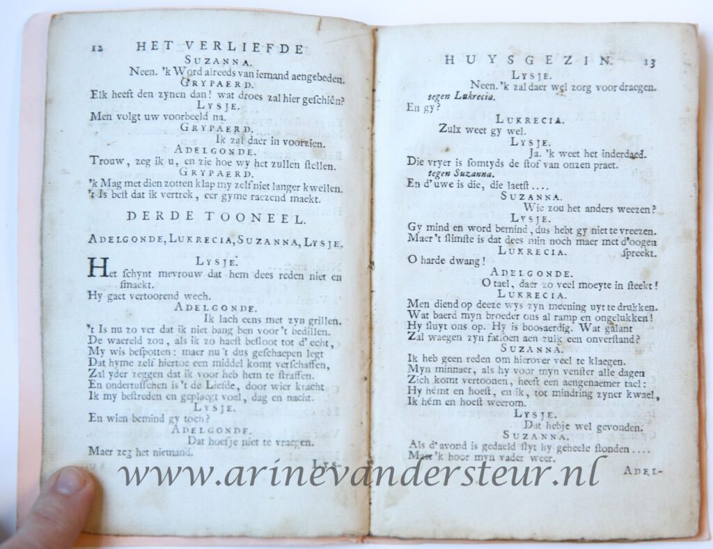 [Theatre play] Het verliefde huysgezin, kluchtspel, gevolgt naer het fransche van den heer Le Grand. [Door A.P.S. (J. Elias.)], Amsteldam, D. Ruarus 1730, 48 pp.