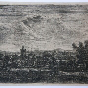 [Antique print, etching] Landscape with a church in moonlight / Landschap met kerk in maanlicht.