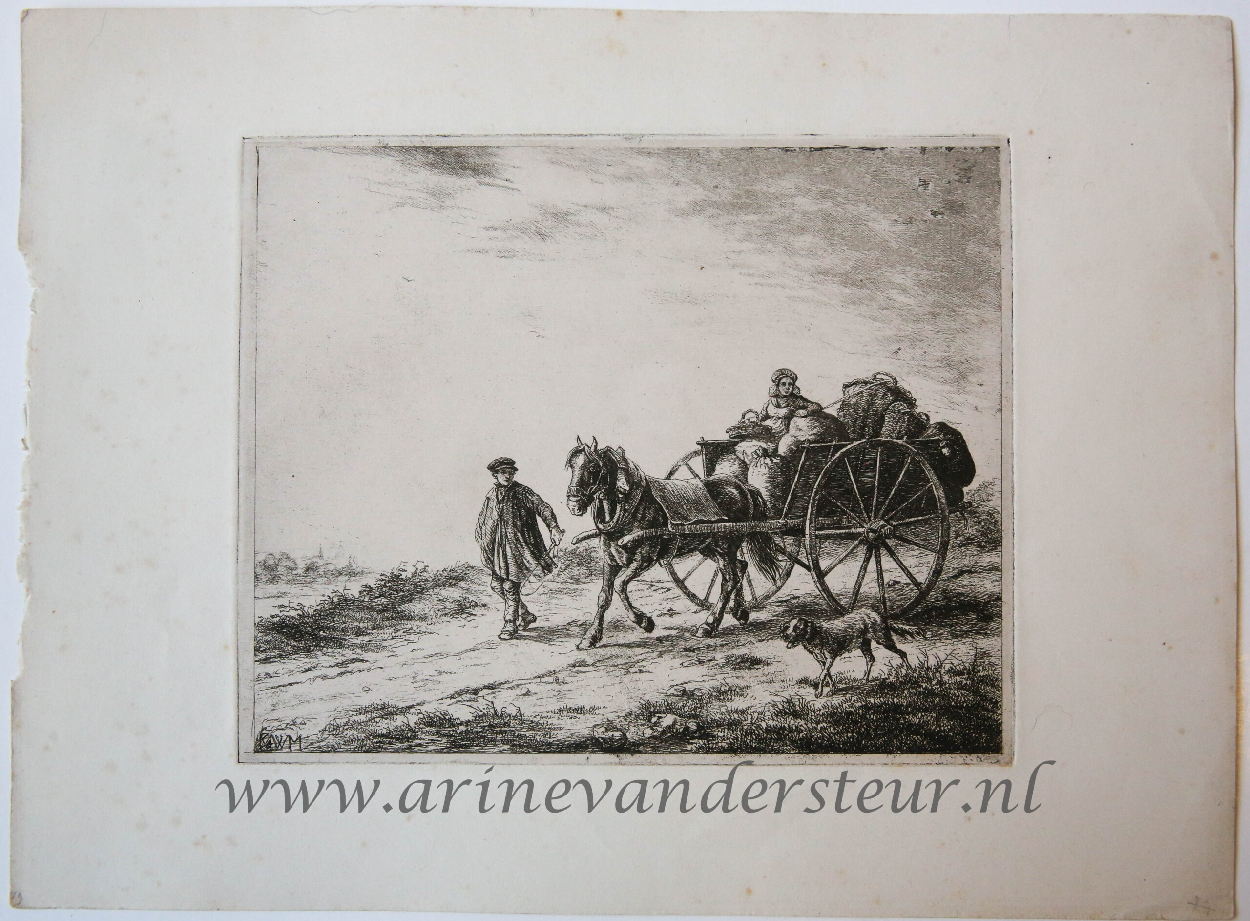 [Antique print, etching] A farm cart with load / Een boerenkar met lading.