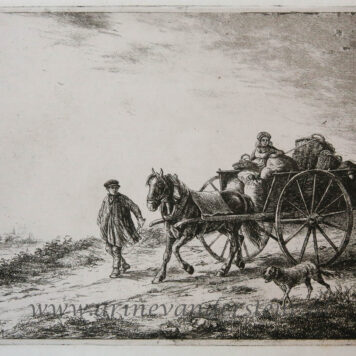 [Antique print, etching] A farm cart with load / Een boerenkar met lading.