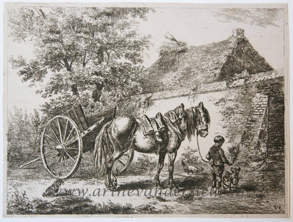 [Antique print, etching] Boy with a horse and dog / Jongen met paard en hond.