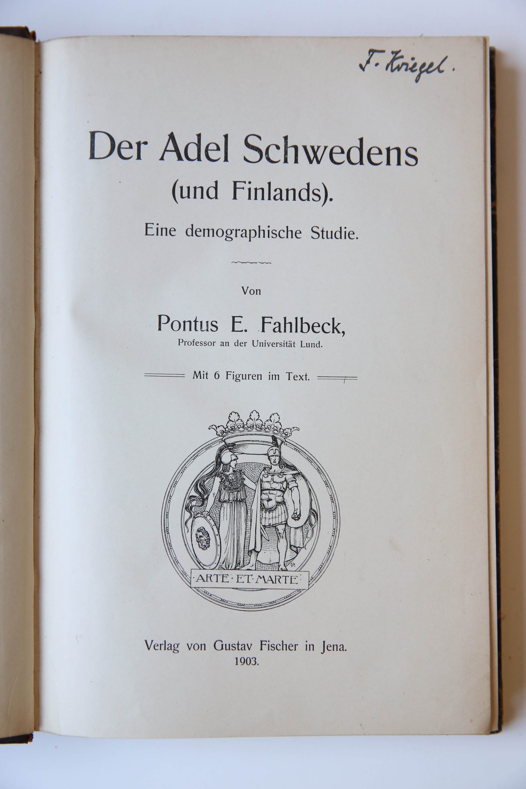 [Heraldry and Geneology Sweden, Scandinavia] Der Adel Schwedens (und Finlands). Eine demographische Studie. Jena 1903, 361 p.