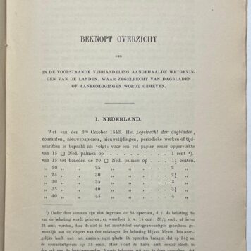 Printed publication, 1867, Stamp Tax | Het Zegelrecht der Dagbladen in Nederland, A.W. Sijthoff, Leiden, 1867, set of 2 vols.