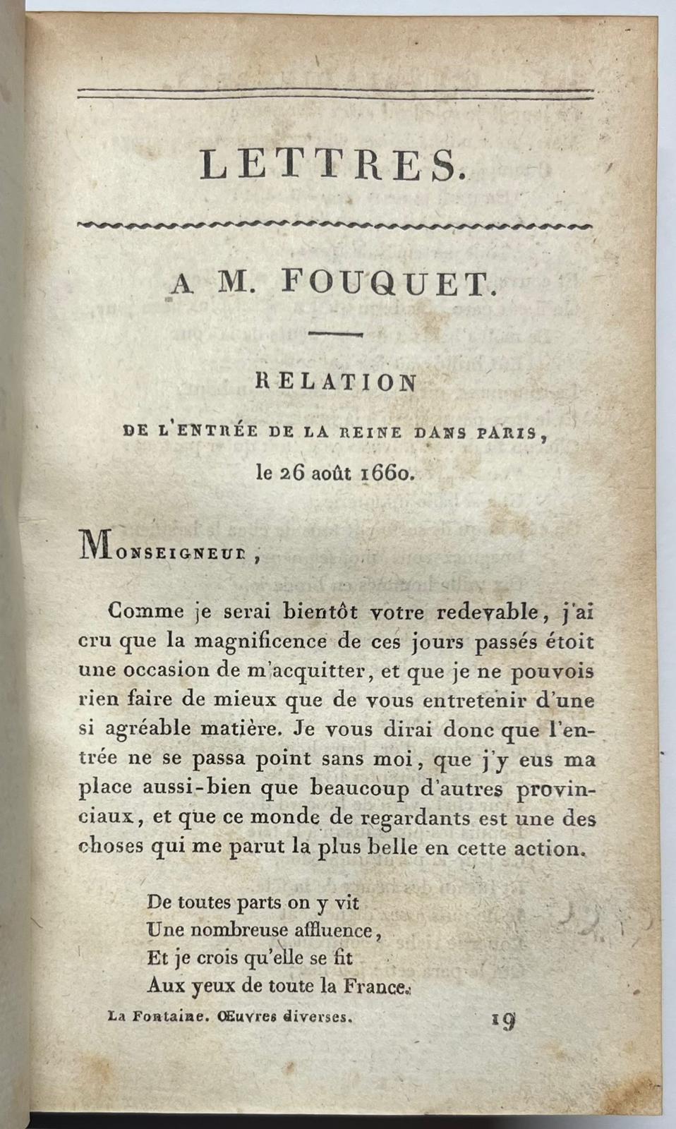 La Fontaine, 1809, French | Oeuvres de La Fontaine, Paris, Imprimerie de Mame, Frères, 1809, 412 pp.