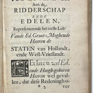 Heraldry 1659 I Redeningh over den oorspronck, reght, ende onderscheyt der edelen ende wel-borenen in Hollandt; Midtsgaders der selver voor-rechten, soo die nu zijn, ofte van aloude tijden zijn geweest.
