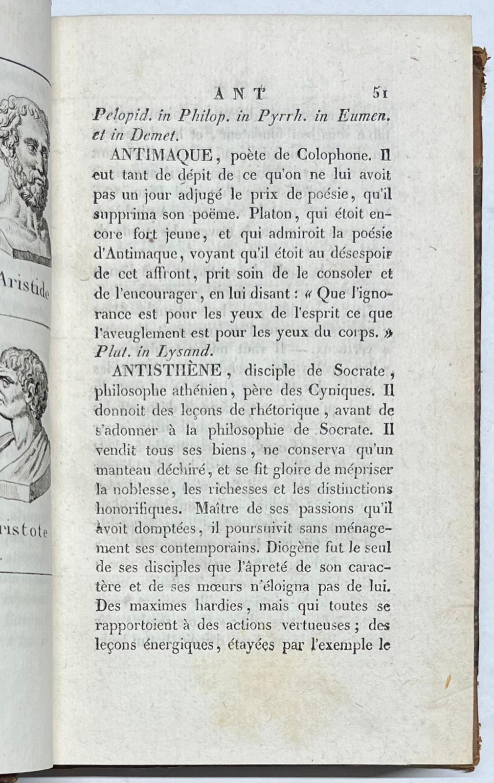 Antiquity, 1822, Biographies | Le Plutarque de l'Enfance, ou Maximes et Traits Historiques extraits des vies des Hommes illustres de Plutarque. Lyon, Jh Janon, 1822, 423 pp.