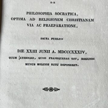 [Oration 1834] Oratio de philosophia socratica [...] Franeker G. Ypman 1834, 36 pp.