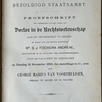 Het notariaat, bezoldigd staatsambt. Proefschrift [...] Leiden Eduard IJdo 1893