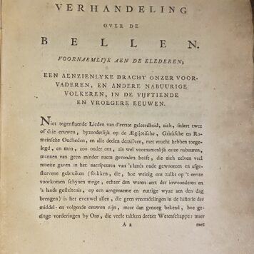 [History Fashion 1766] Verhandeling over de bellen, voornaemlijk aen de klederen, een aanzienlyke dracht onzer voorvaderen (...) in de vijftiende en vroegere eeuwen. ['s-Gravenhage, 1766, Bijvoegsel 1767], 65 pp.