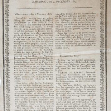 [Newspaper/Krant 1813] Buitengewoone ’S Gravenhaagsche Courant Zaterdag, den 4 December 1813, 1p.