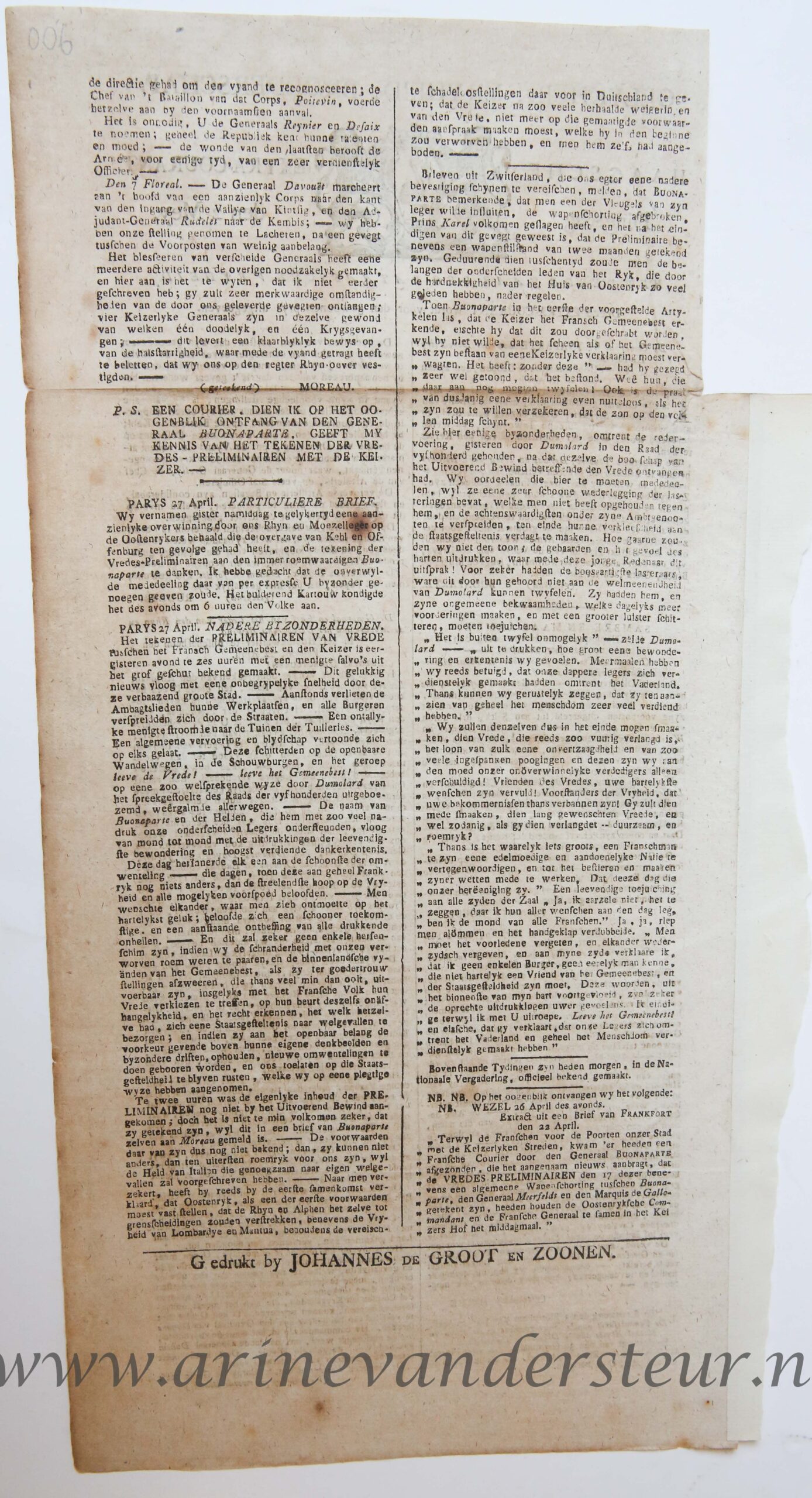 [Newspaper/Krant 1797?] Gelykheid, Vryheid, Broederschap. Haagsche Extra-Courant. Dingsdag den 2 Mey Het Derde Jaar der Bataafsche Vryheid (1797?), 1 p.
