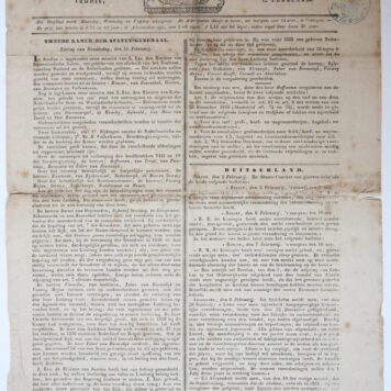 [Newspaper/Krant 1847] Dagblad van ’S Gravenhage Vrijdag, 12 Februarij 1847 No 19, 4 pp.