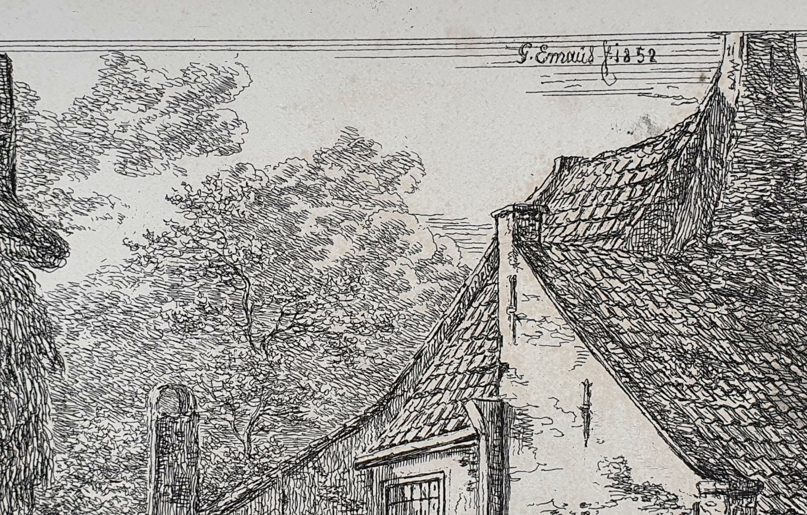 [Original etching, ets] G.E. de Micault. The farm at Pernis. (state I), published 1852.