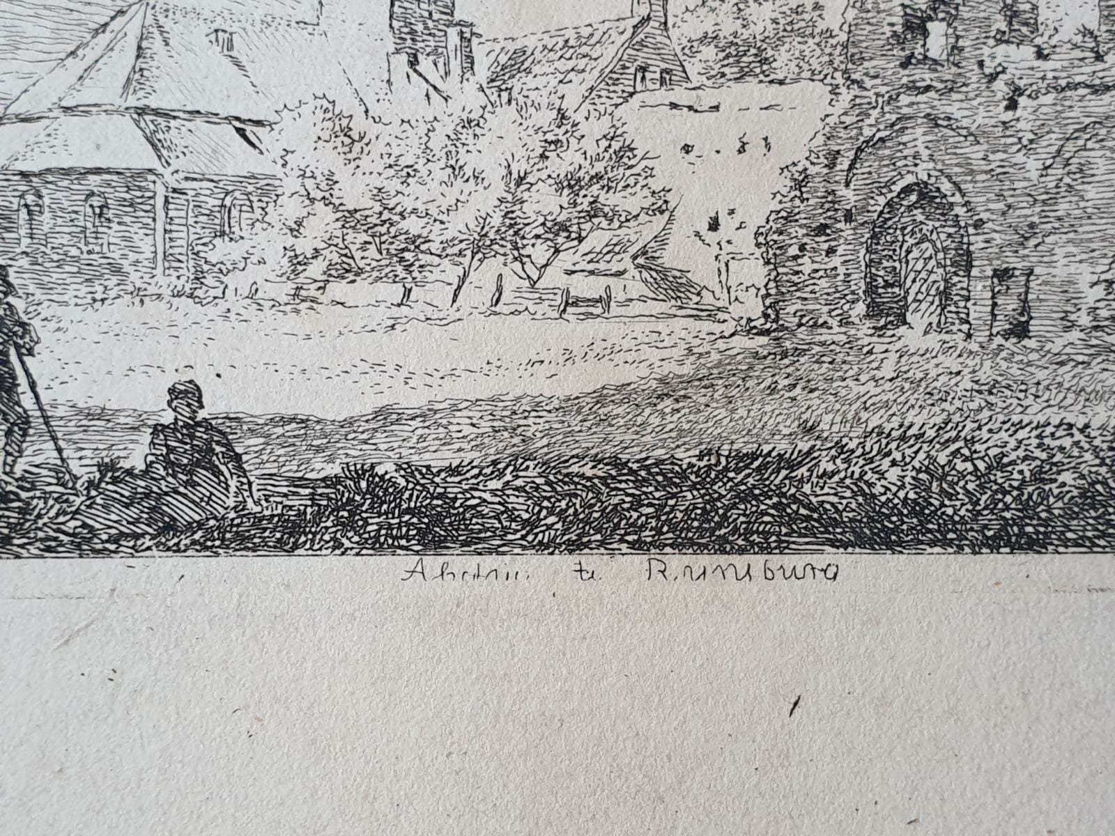 [Antique print, etching] Abbey at Rynsburg / Abdij te Rynsburg, published around 1815.