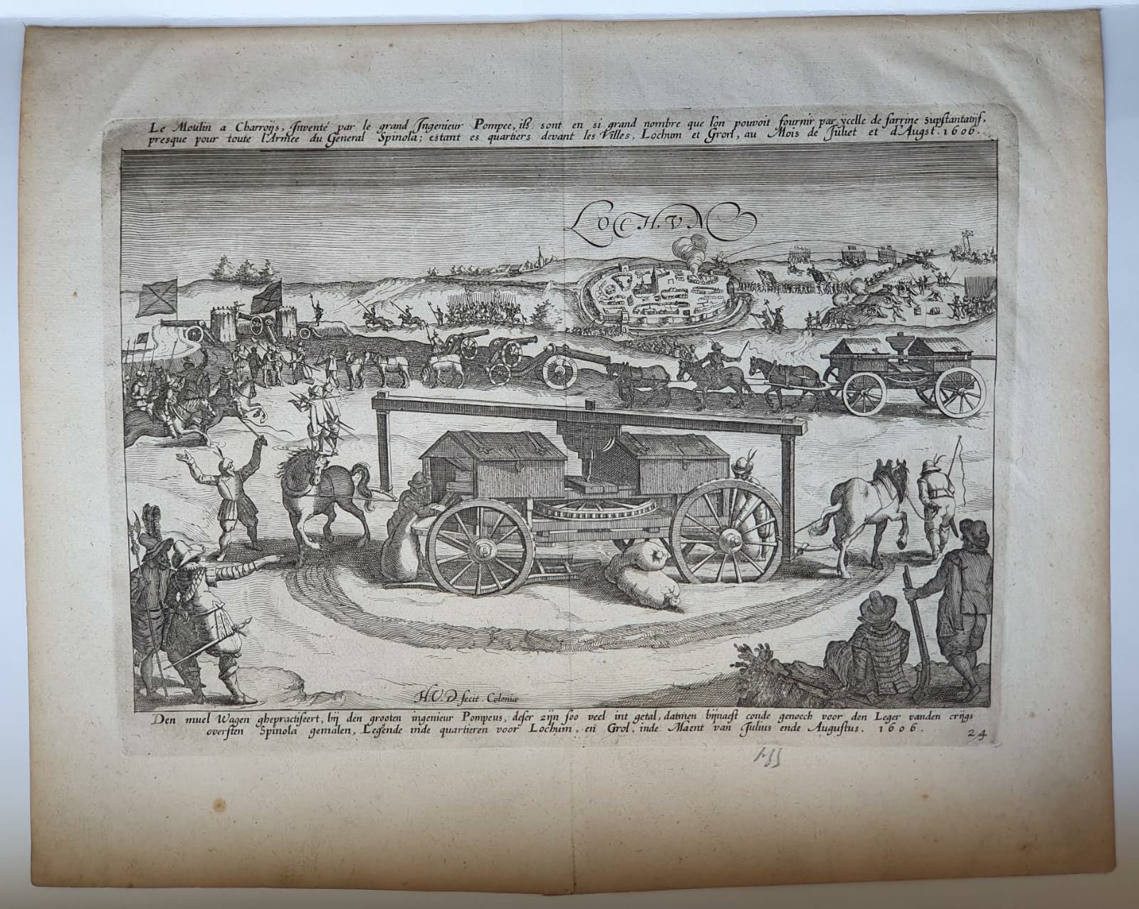 [Antique etching and engraving, ets en gravure, print] Monogrammist HVD, Capture of Lochem by Spinola and the flour carts in his army in 1606, published before 1650.