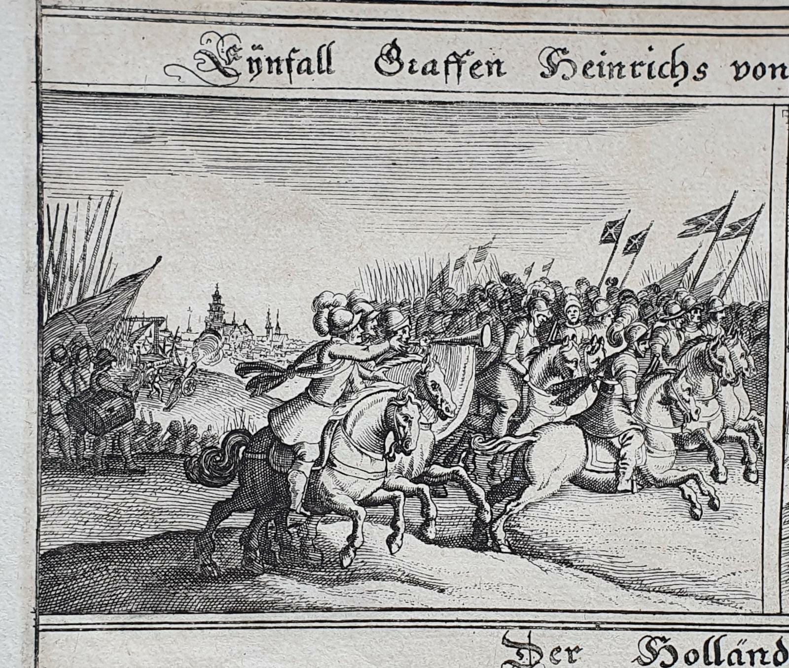 [Antique etching and engraving, ets en gravure, print] Anonymous. The Dutch approaching their enemy, 1624, published before 1650.
