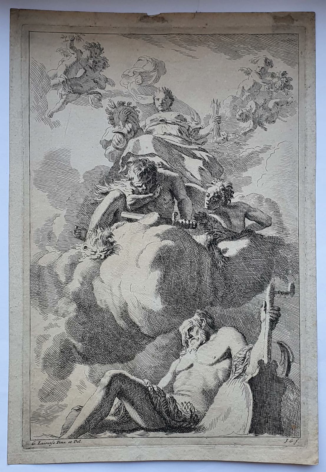 [Antique print, etching/ets] Unity has chained wrath: an allegory of concord, published 1650-1750.