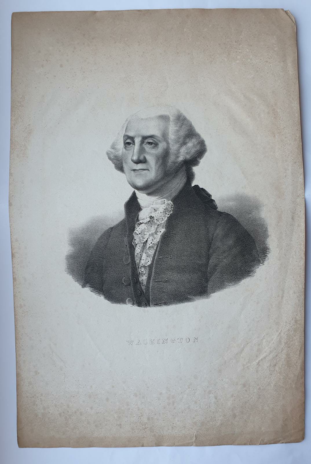 [Antique lithography, lithografie] A. Maurin, after G. Stuart, Portrait of President George Washington (United States), published 1800-1850.