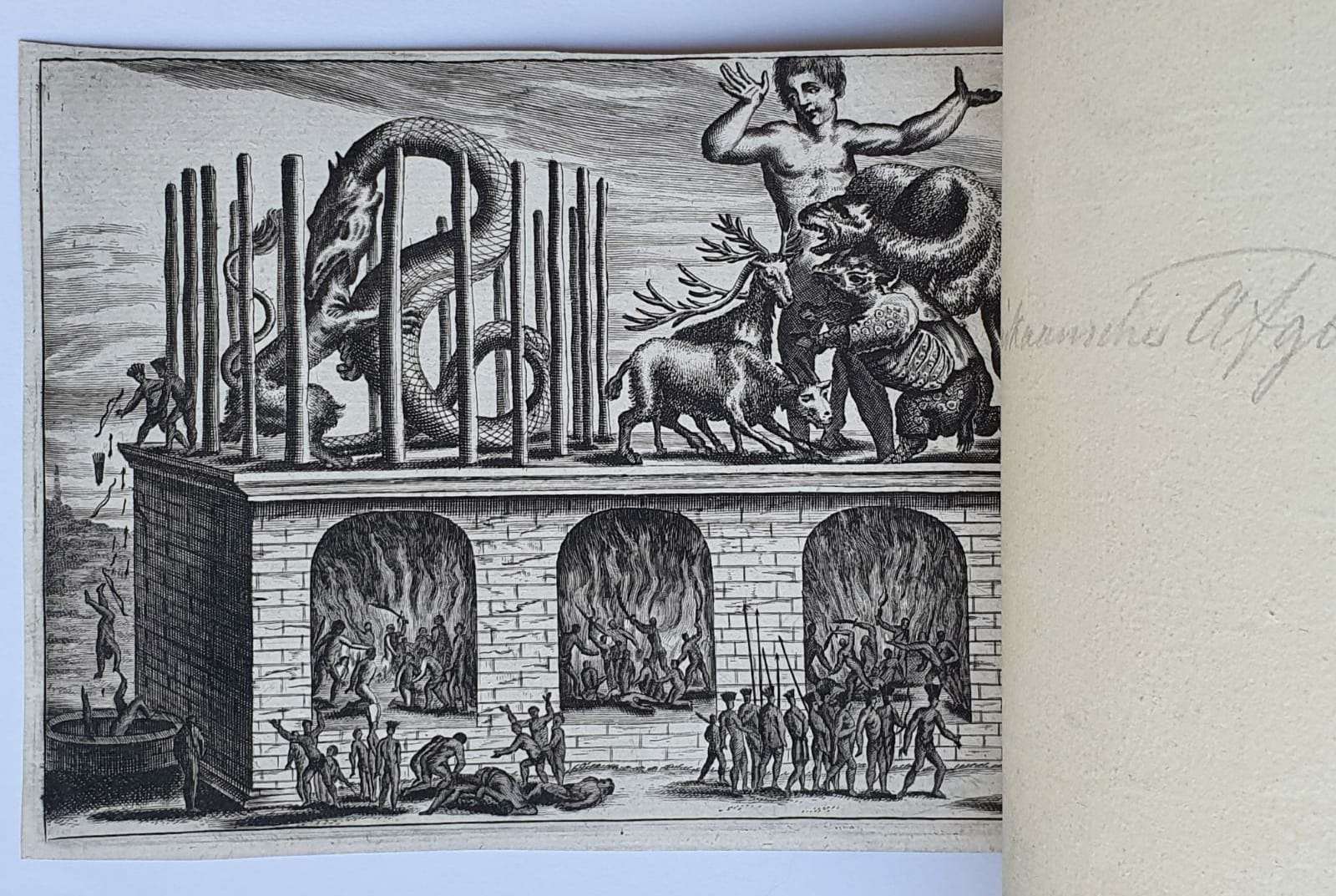 [Original engraving, gravure] J. van Meurs [?] The Island of Sacrifice, published 1670-1671.