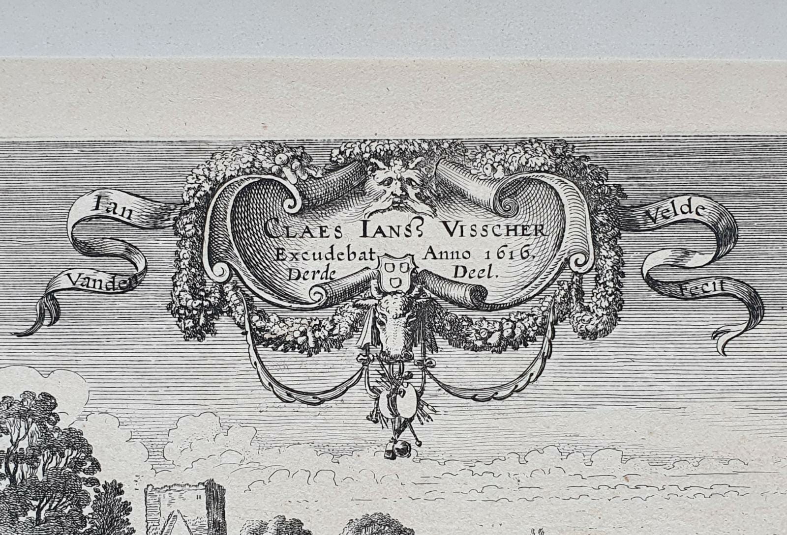 [Antique etching, ets, landscape print] J. v.d. Velde II, Title page of part 3 of the set of Landscapes.