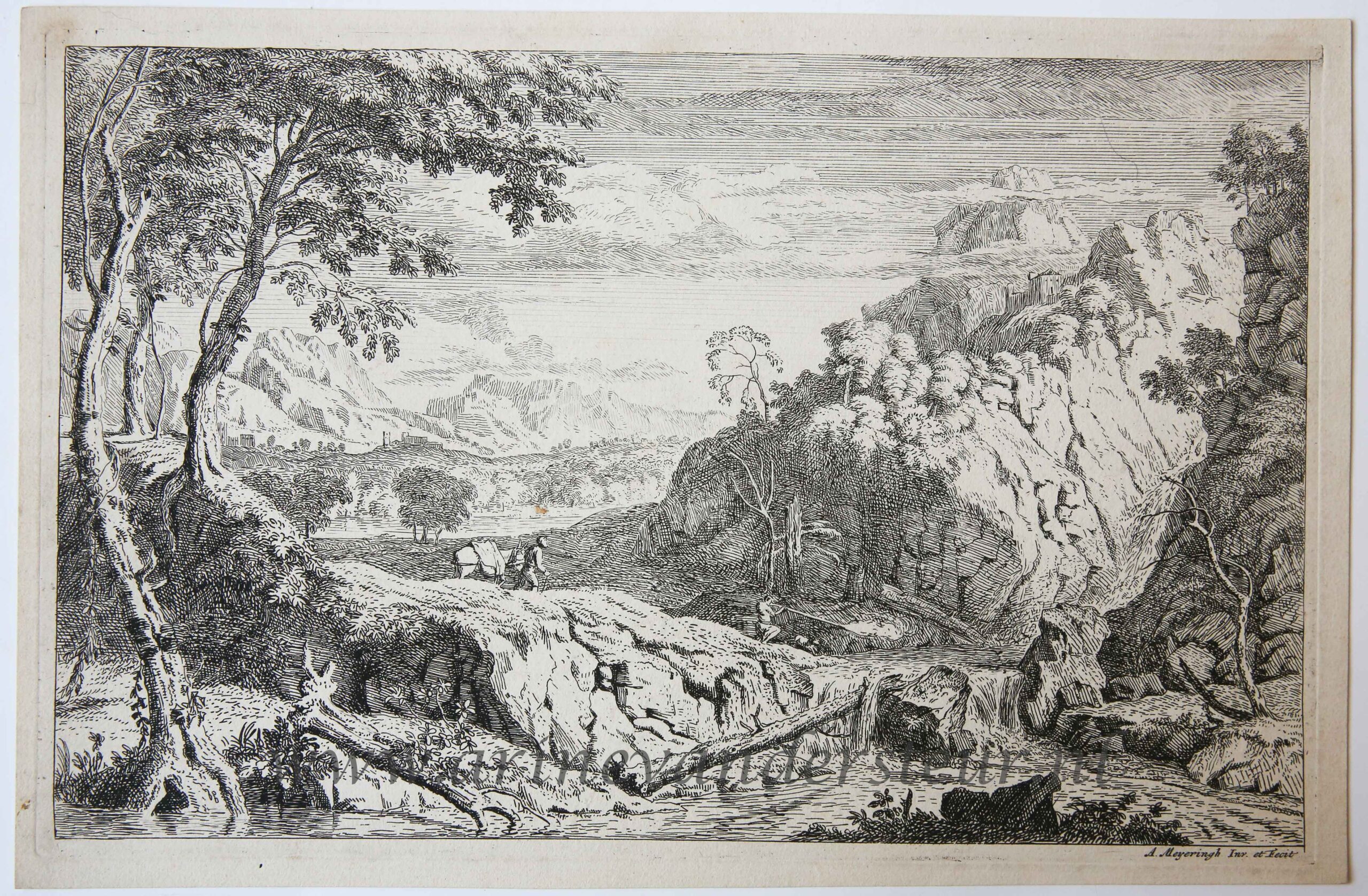 [Antique print, etching/ets] Landscape with hunter, published before 1700, 1 p.