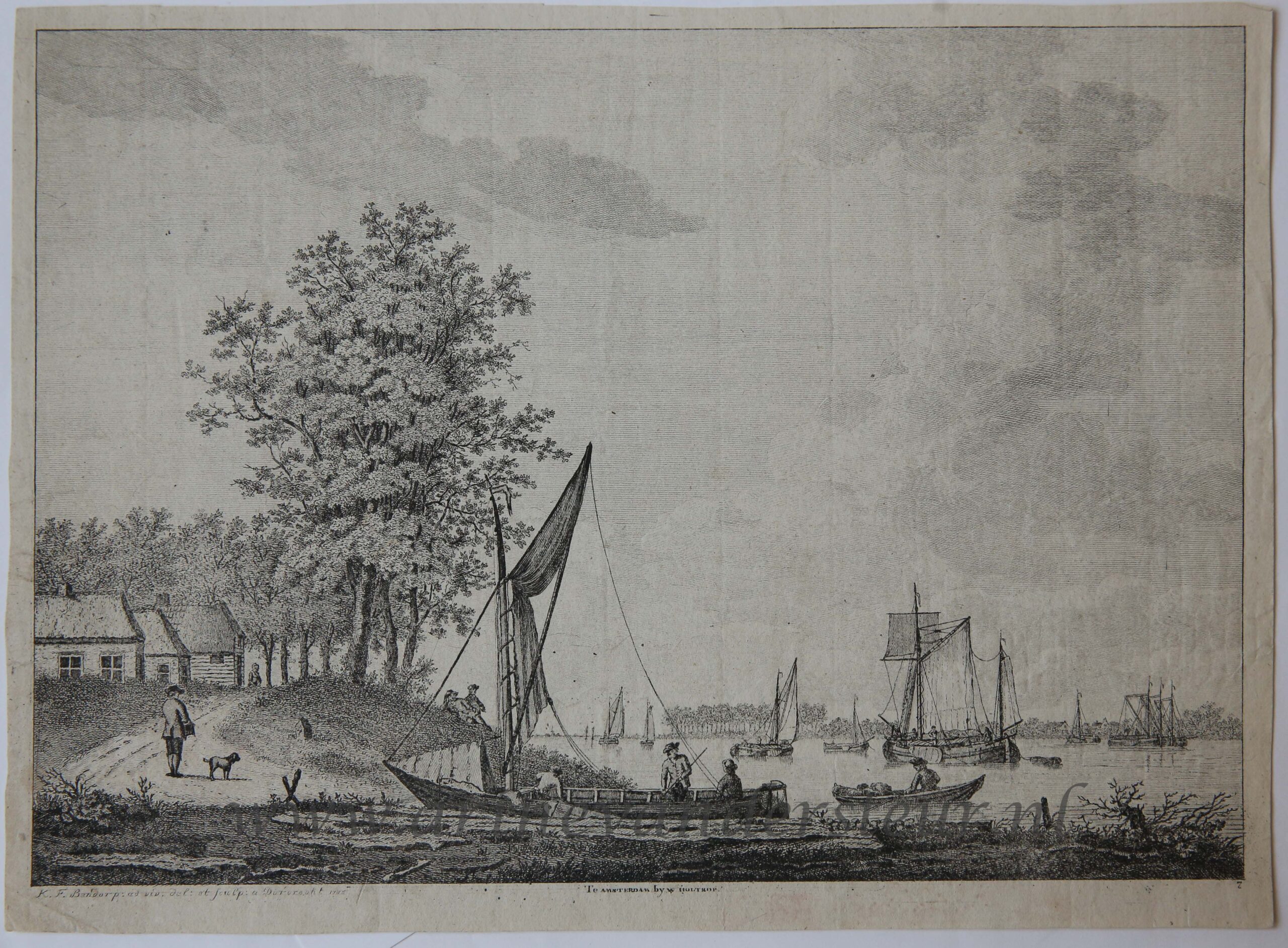 [Antique print, etching] DE HOEK VAN DE LEK BIJ KRIMPEN, published 1785.