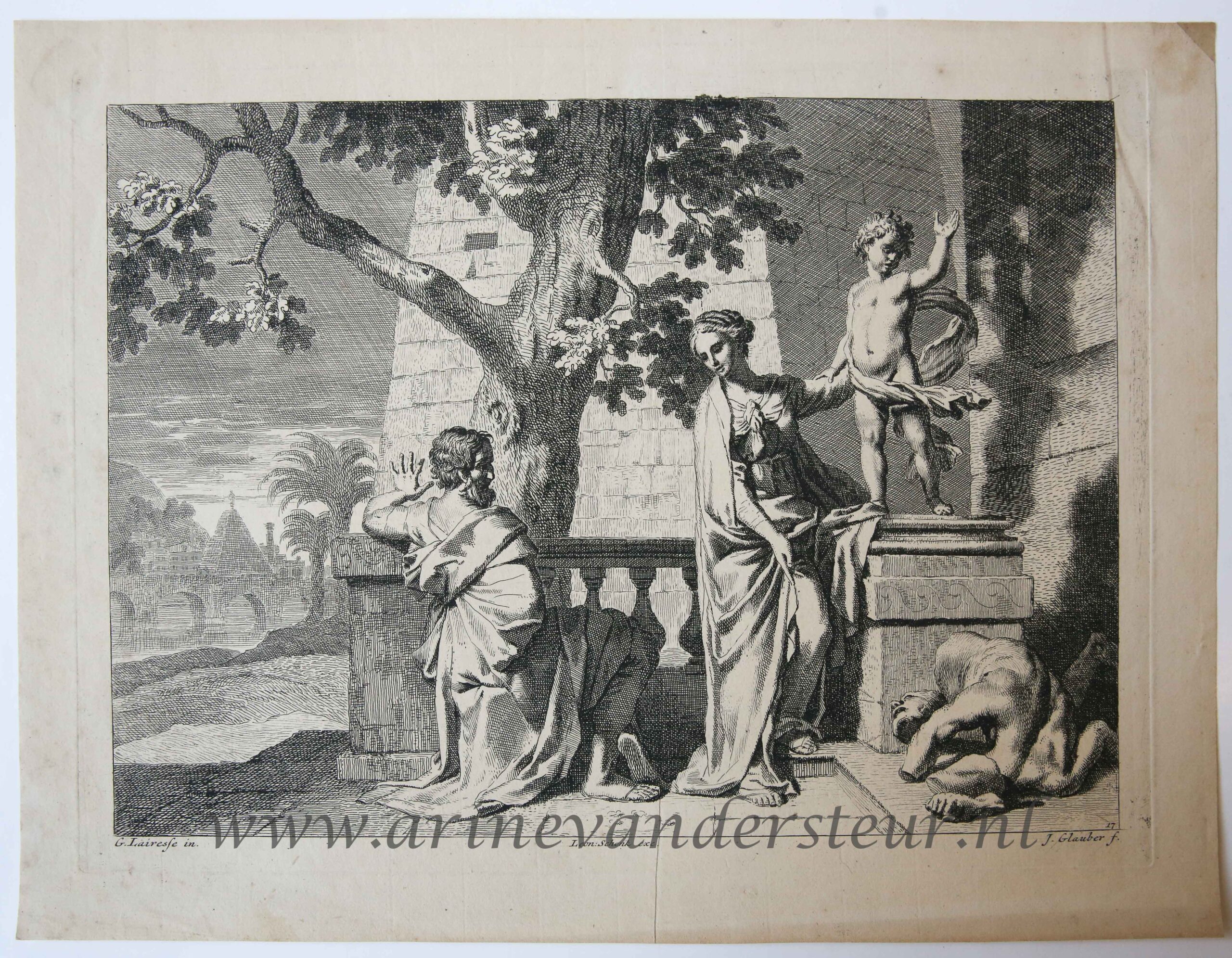 [Antique print, etching/ets] Christ breaks a statue, published 1650-1750.