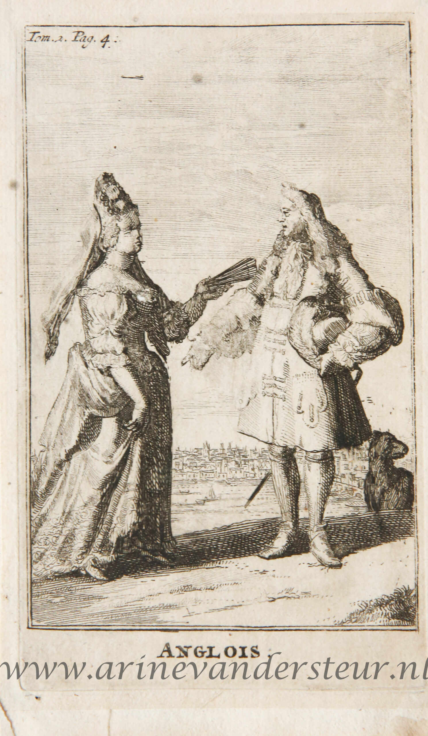 [Antique etching, ets] Romeyn de Hooghe [or in the style of]. ANGLOIS (Engelsen), published 1650-1700.
