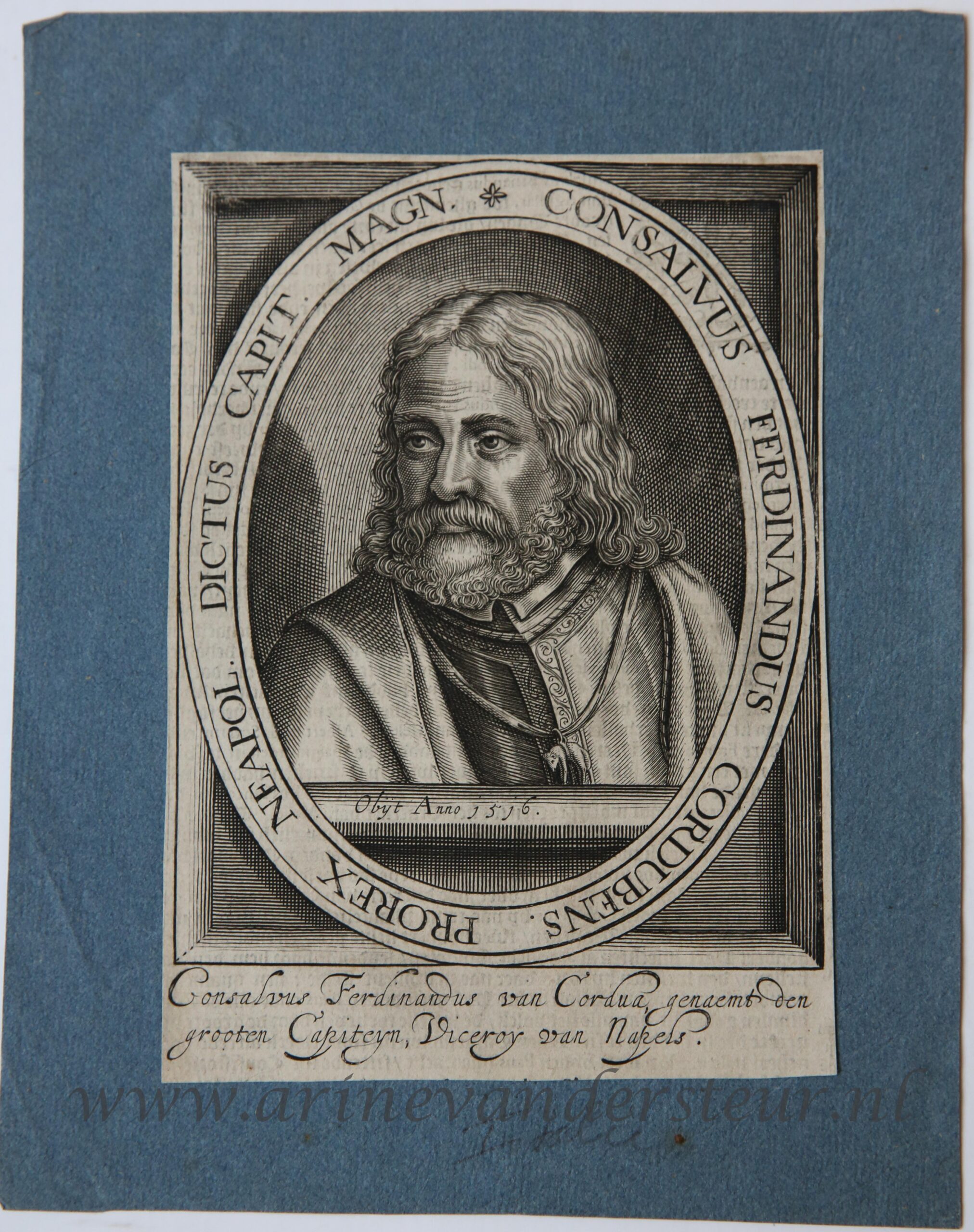 [Antique engraving, gravure] Anonymous. CONSALVUS FERDINANDUS CORDUBENS, published 1600-1650.