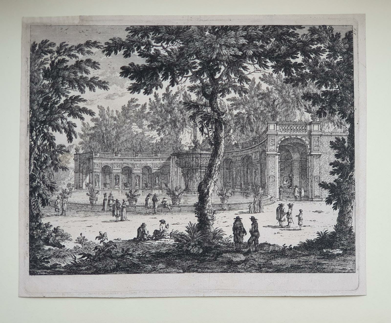 [Antique etching, ets] Perelle, View on the fountain in Tivoli (Tivoli fontein in Italië), published before 1700.
