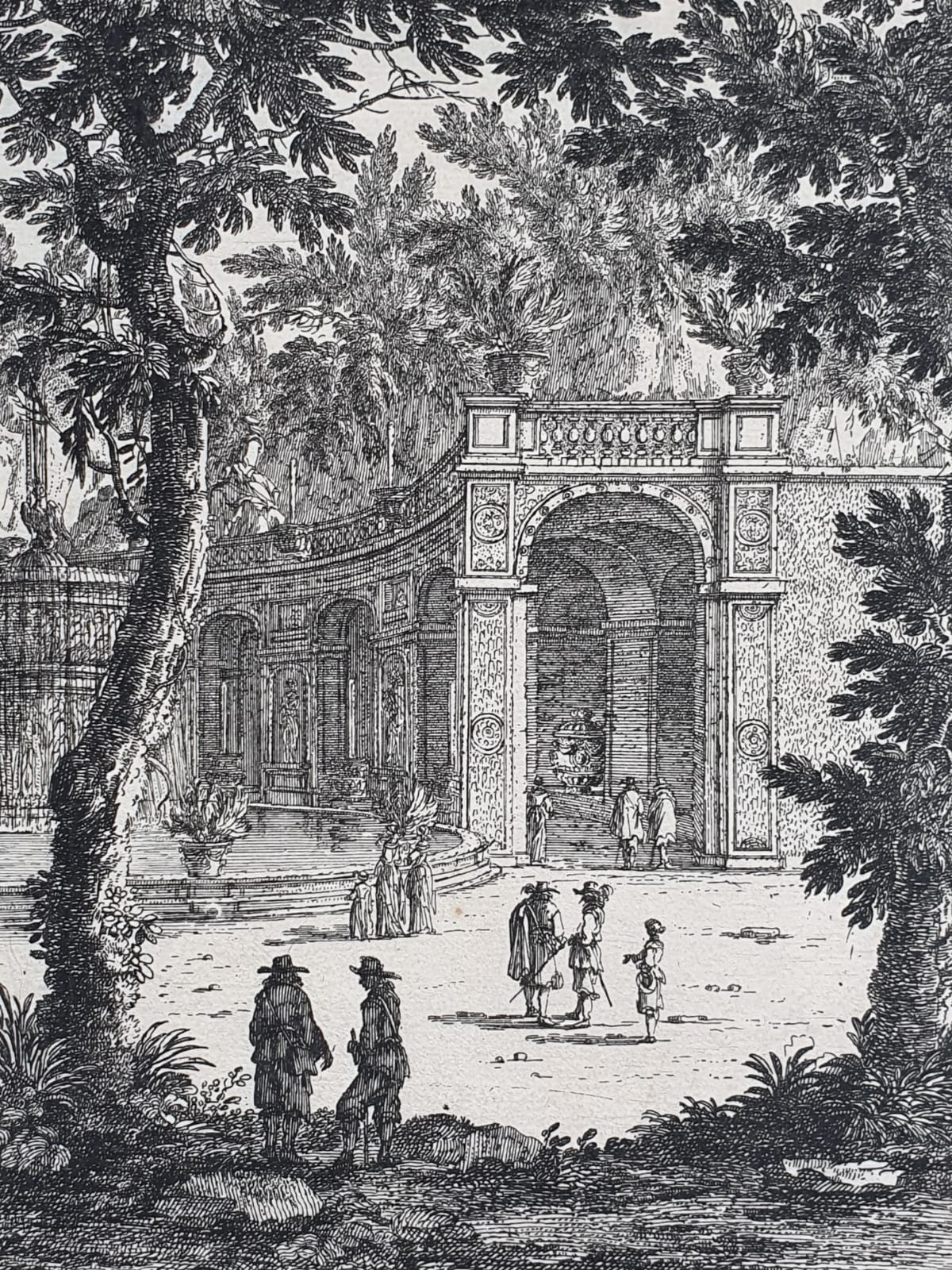 [Antique etching, ets] Perelle, View on the fountain in Tivoli (Tivoli fontein in Italië), published before 1700.