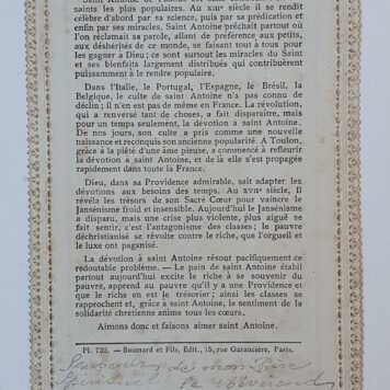 [Devotional print, canivet] C. Letaille / E. Boumard SAINT ANTOINE DE PADOUE, 19th century.
