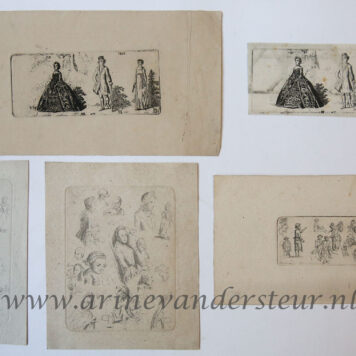 [antique print, etching] Various studies of heads and others/studie van hoofden en diverse figuren, published 1795-1800.