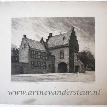 [Modern print, etching] De Gevangenpoort in The Hague, published ca. 1950.