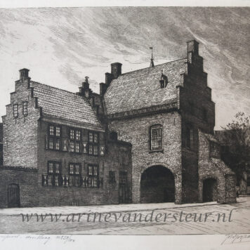 [Modern print, etching] De Gevangenpoort in The Hague, published ca. 1950.