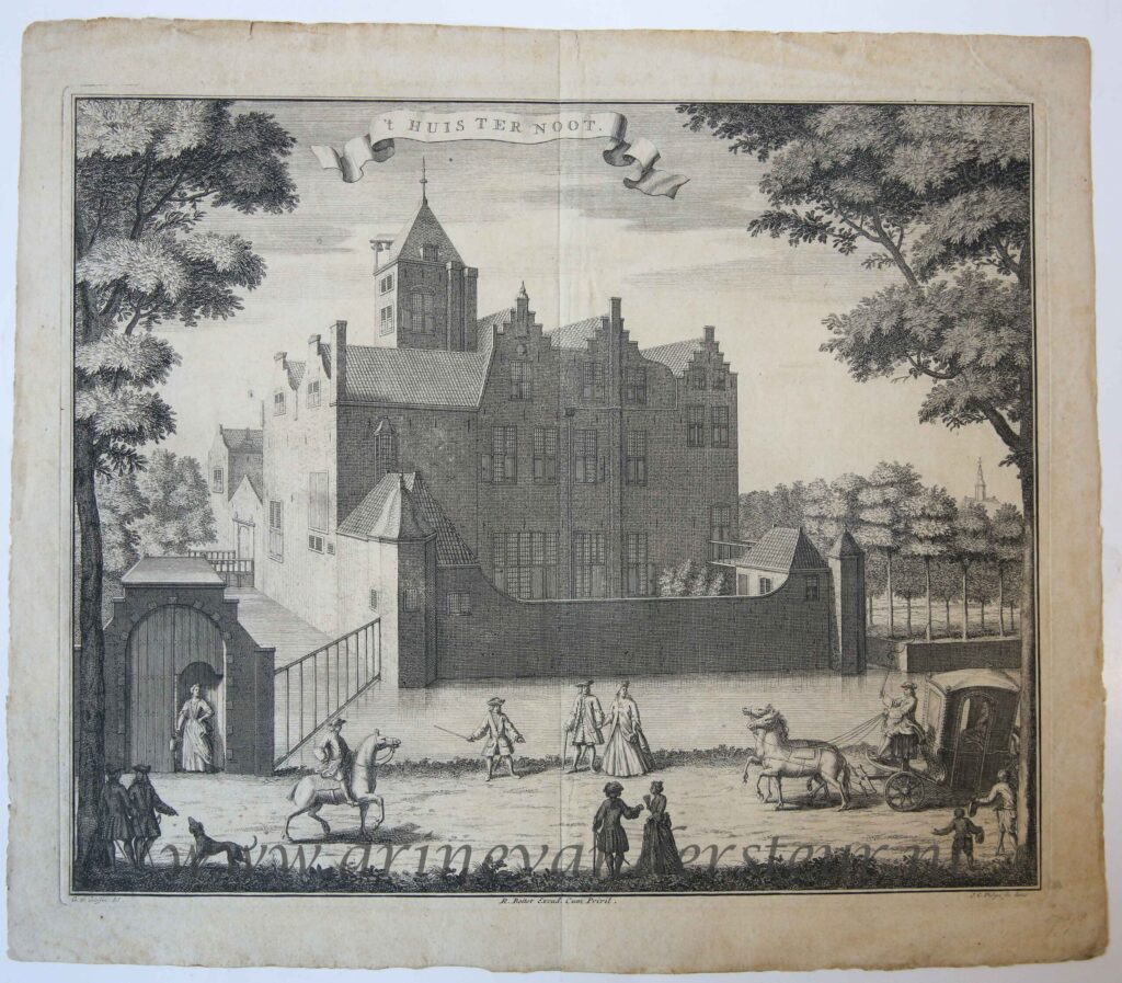 [Antique print, etching] 't HUIS TER NOOT/Huis ter Noot Bezuidenhout Den Haag, published ca. 1735.