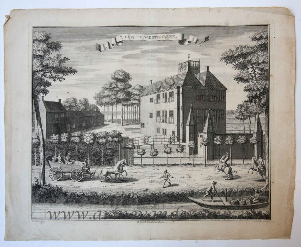 [Antique print, etching] 't HUIS TE WESTERBEEK, published ca. 1735.