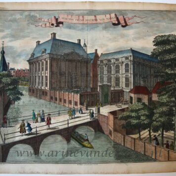 [Antique print, handcolored etching] 't HUIS VAN PRINS MAURITS VAN NASSAU (Antieke prent Mauritshuis Den Haag), published ca. 1735.