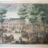 [Antique print, handcolored etching] 'T GROOT BOTERHUIS, published ca. 1735.