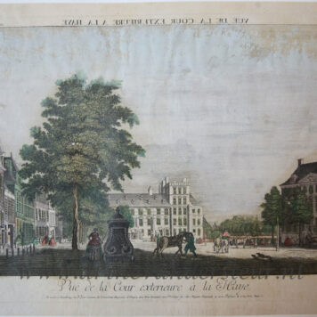 [Handcolored Opticaprent/Optical view The Hague/Den Haag] Vuë de la Cour exterieure à la Haye (Buitenhof Den Haag), published ca. 1760.